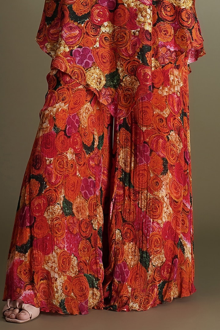 Multi-Colored Chinon Floral Printed Party Wear Sharara Set by Breathe By Aakanksha Singh at Pernia's Pop Up Shop