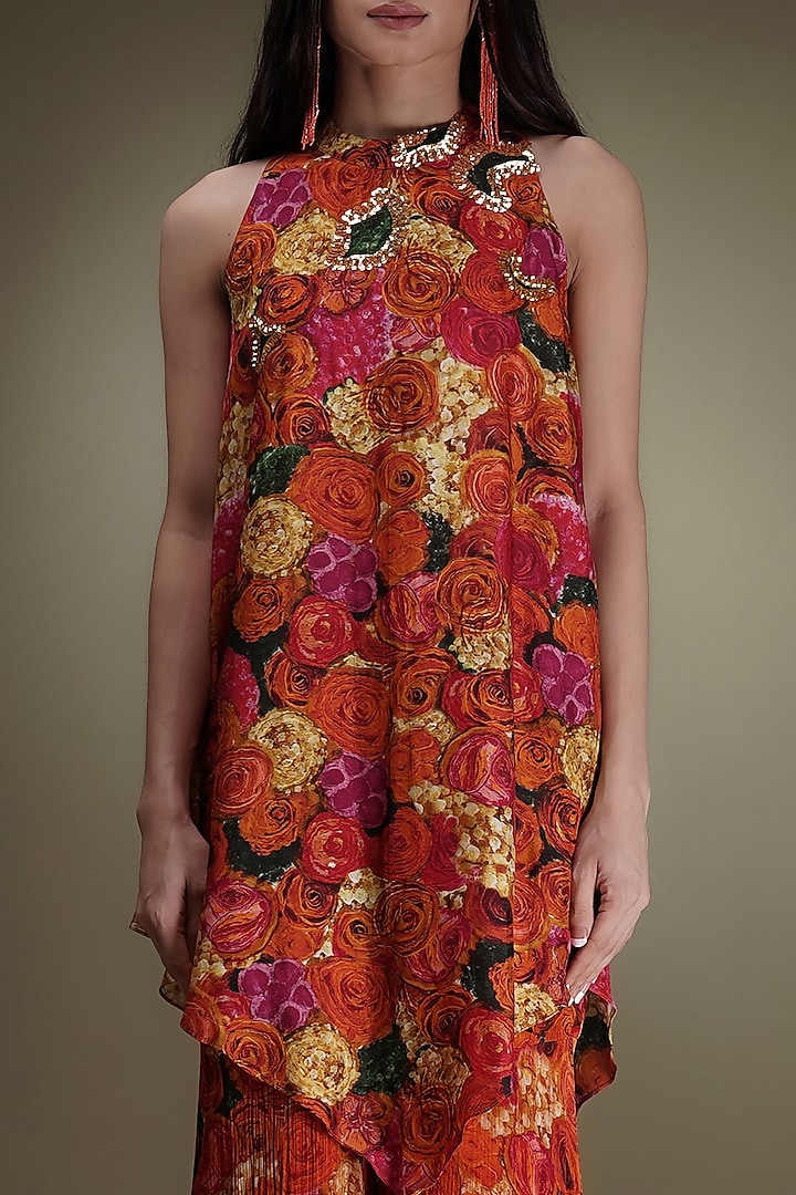 Multi-Colored Chinon Floral Printed Party Wear Sharara Set by Breathe By Aakanksha Singh at Pernia's Pop Up Shop