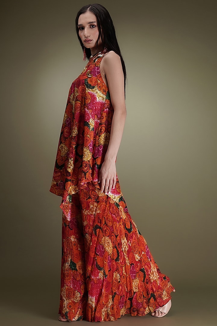 Multi-Colored Chinon Floral Printed Party Wear Sharara Set by Breathe By Aakanksha Singh at Pernia's Pop Up Shop