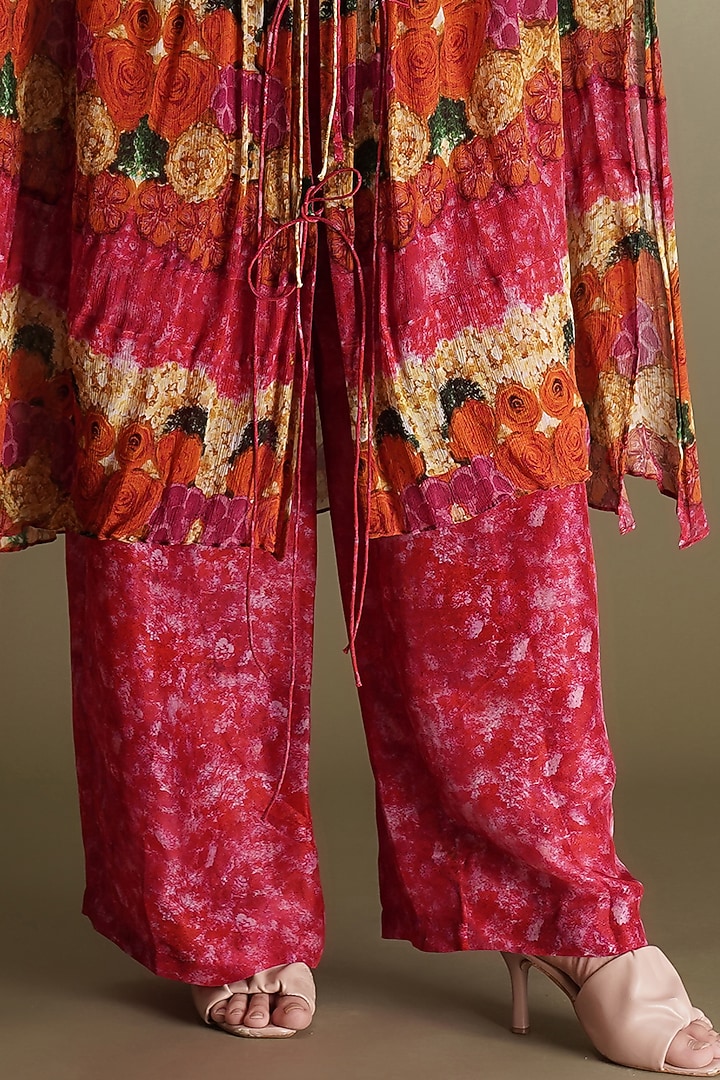 Pink Chinon Floral Printed Kaftan Set by Breathe By Aakanksha Singh at Pernia's Pop Up Shop