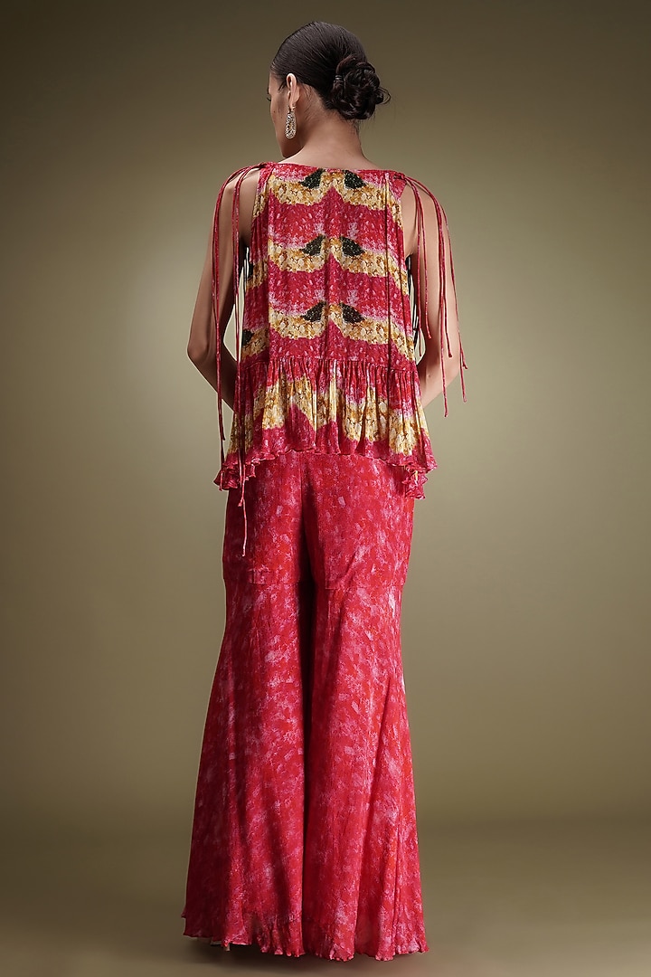 Pink Chinon Floral Printed Party Wear Sharara Set by Breathe By Aakanksha Singh at Pernia's Pop Up Shop