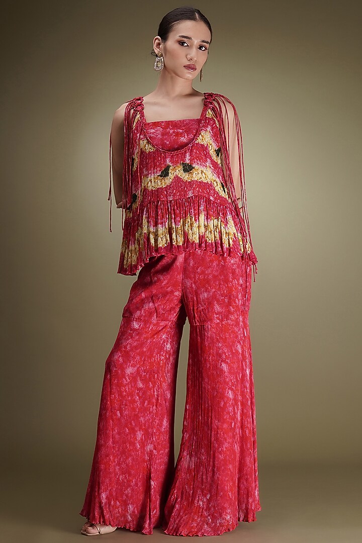 Pink Chinon Floral Printed Party Wear Sharara Set by Breathe By Aakanksha Singh at Pernia's Pop Up Shop
