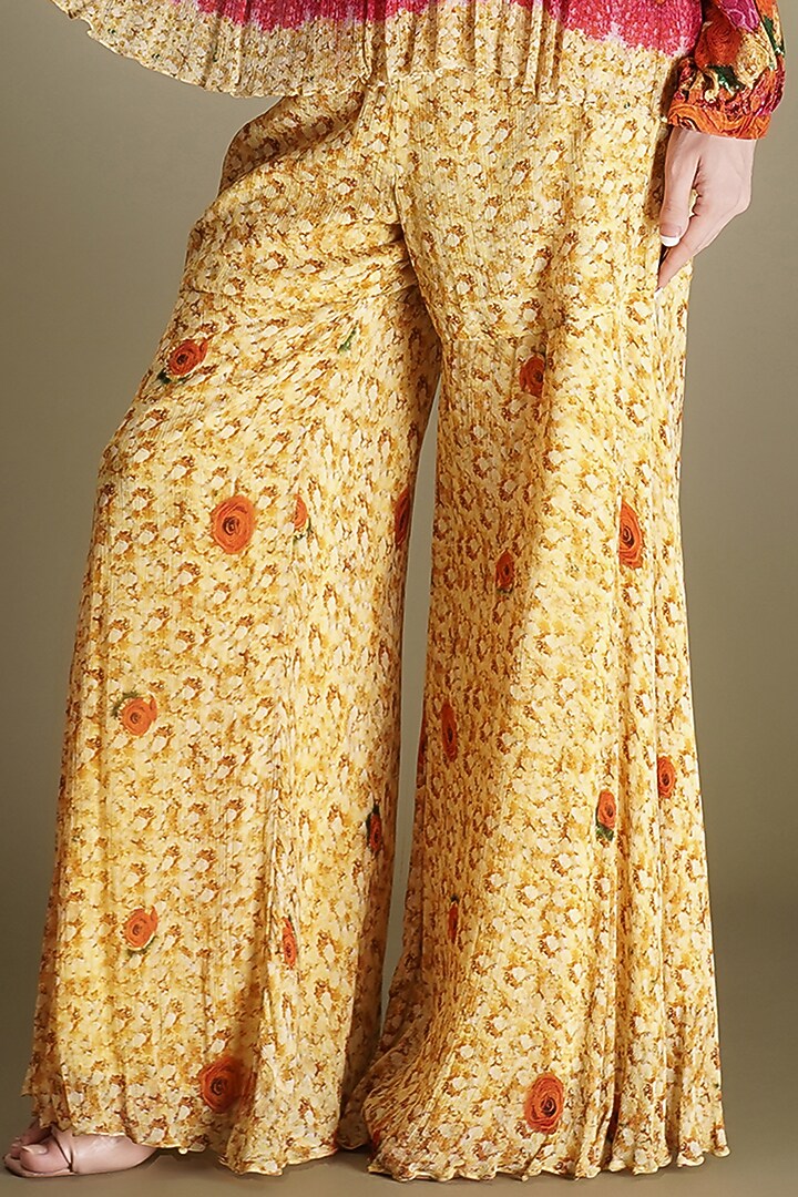 Yellow-Orange Chinon Floral Printed Party Wear Sharara Set by Breathe By Aakanksha Singh at Pernia's Pop Up Shop