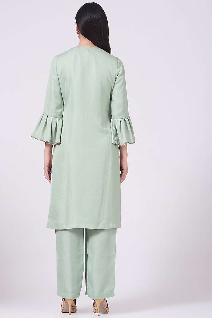 Pastel Mint Embroidered Kurta Set by Breathe By Aakanksha Singh at Pernia's Pop Up Shop