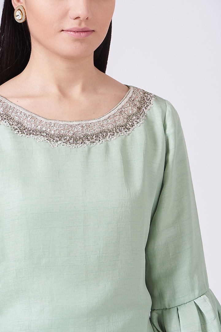 Pastel Mint Embroidered Kurta Set by Breathe By Aakanksha Singh at Pernia's Pop Up Shop