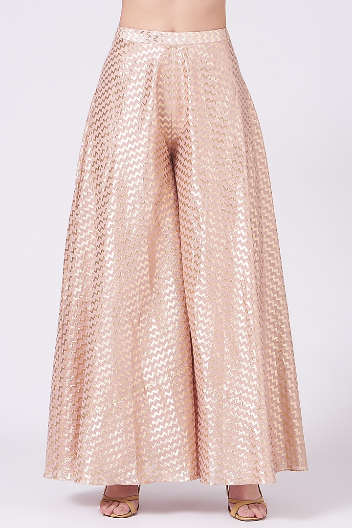 Peach Embroidered Wedding Sharara Set by Breathe By Aakanksha Singh at Pernia's Pop Up Shop