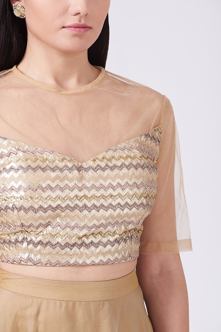 Beige Embroidered Wedding Lehenga Set by Breathe By Aakanksha Singh at Pernia's Pop Up Shop