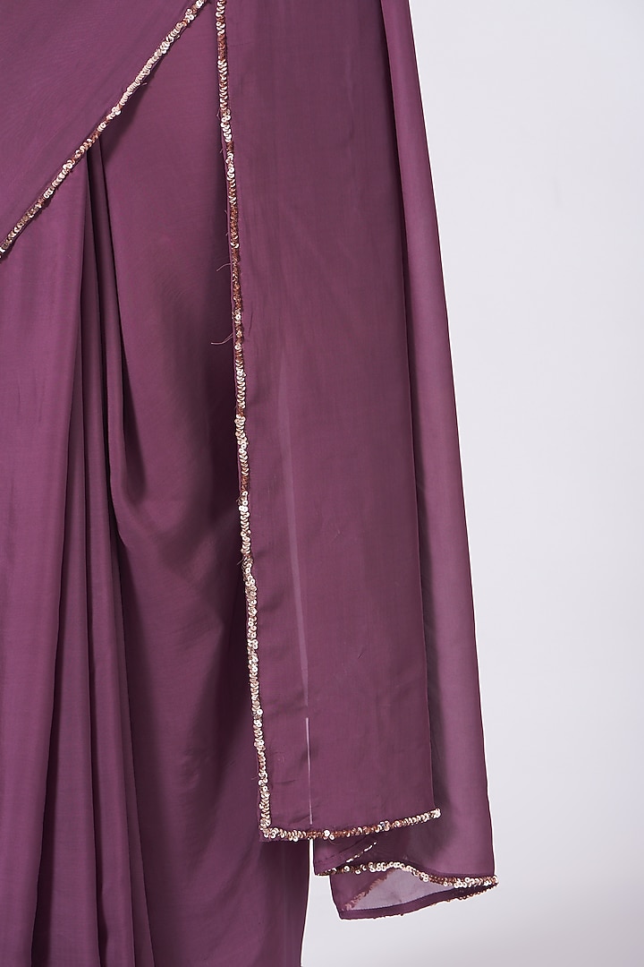 Grape Purple Embellished Wedding Saree Set by Breathe By Aakanksha Singh at Pernia's Pop Up Shop