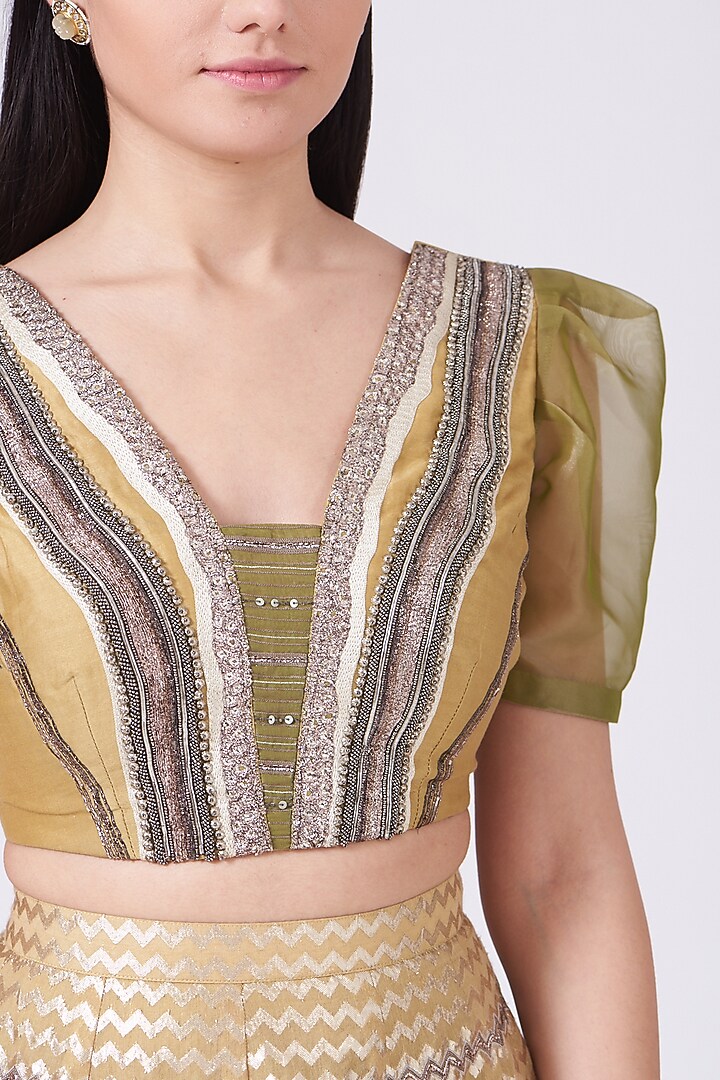 Olive Green Embroidered Wedding Lehenga Set by Breathe By Aakanksha Singh at Pernia's Pop Up Shop