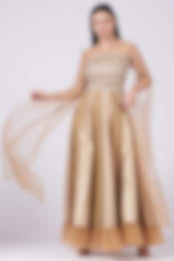 Beige Embroidered Gown by Breathe By Aakanksha Singh