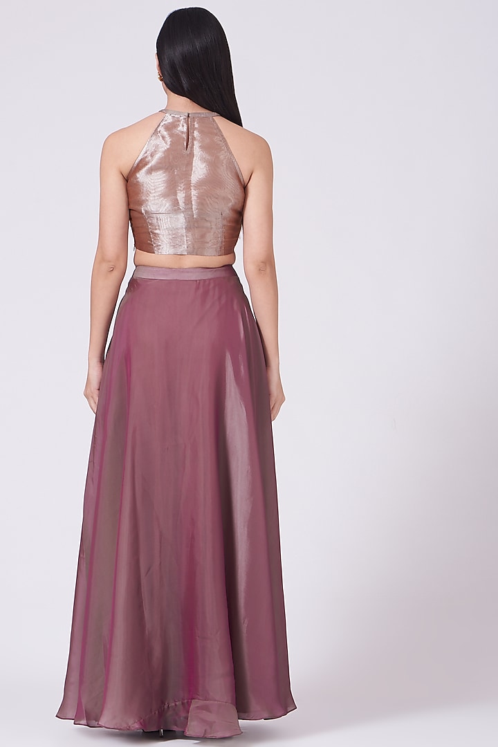 Wine Chanderi Wedding Lehenga Set by Breathe By Aakanksha Singh at Pernia's Pop Up Shop