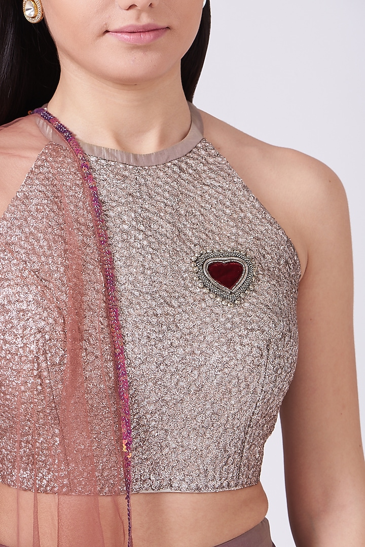 Wine Chanderi Wedding Lehenga Set by Breathe By Aakanksha Singh at Pernia's Pop Up Shop