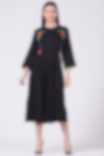 Black Hand Embroidered Dress by Breathe By Aakanksha Singh