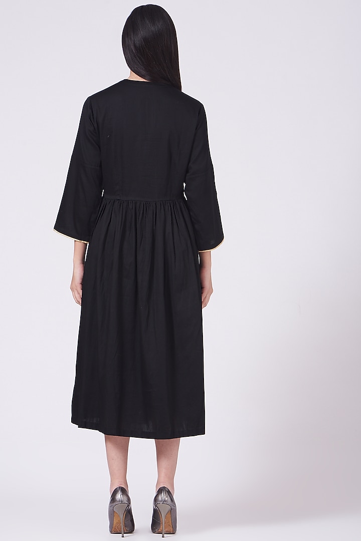 Black Hand Embroidered Dress by Breathe By Aakanksha Singh at Pernia's Pop Up Shop