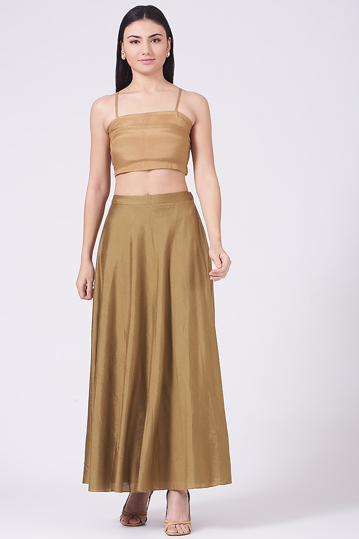 Golden Brown Hand Embroidered Kurta Set by Breathe By Aakanksha Singh at Pernia's Pop Up Shop