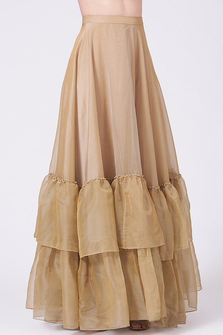 Beige Organza Layered Skirt Set by Breathe By Aakanksha Singh at Pernia's Pop Up Shop