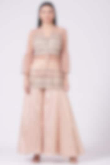 Blush Pink Embroidered Wedding Sharara Set by Breathe By Aakanksha Singh at Pernia's Pop Up Shop