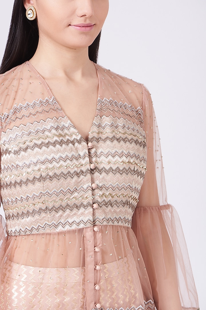 Blush Pink Embroidered Wedding Sharara Set by Breathe By Aakanksha Singh at Pernia's Pop Up Shop