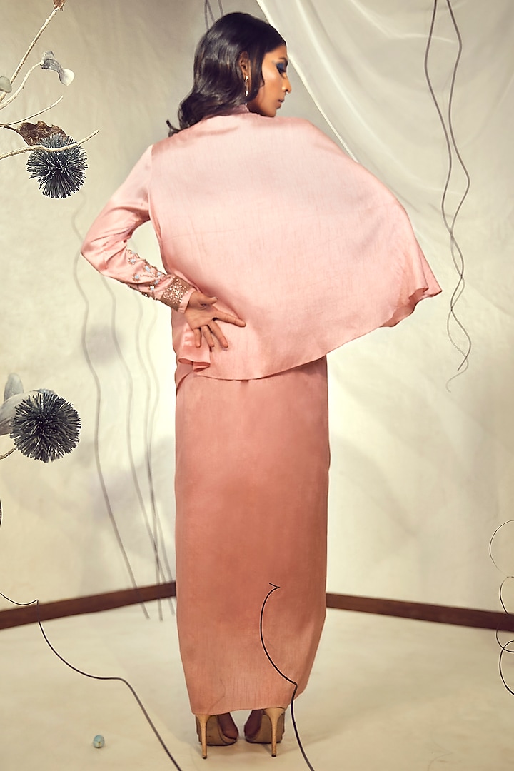 Salmon Pink Silk Co-Ord Set by Babita Malkani at Pernia's Pop Up Shop