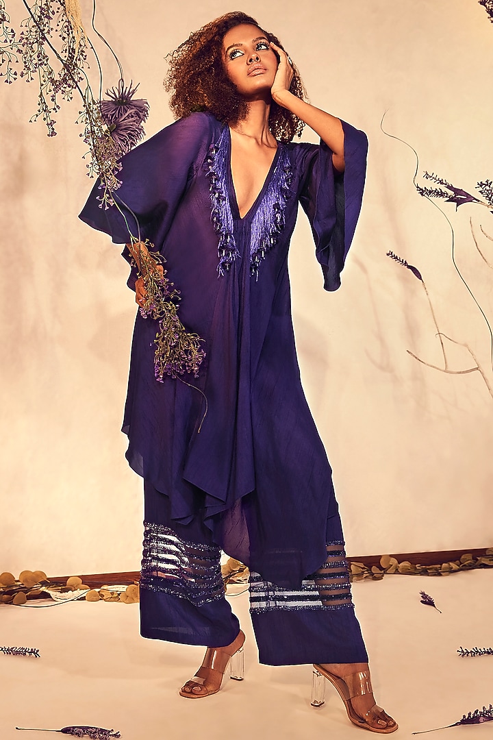 Violet Embroidered Co-Ord Set by Babita Malkani at Pernia's Pop Up Shop