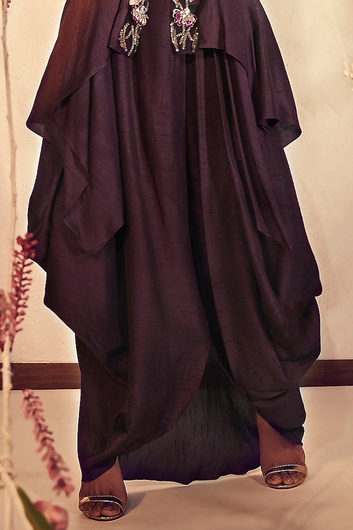Wine Embroidered Jacket Set by Babita Malkani at Pernia's Pop Up Shop