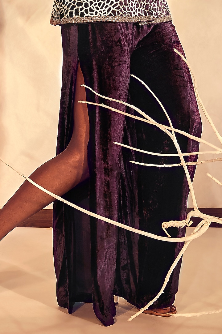 Wine Velvet Co-Ord Set by Babita Malkani at Pernia's Pop Up Shop
