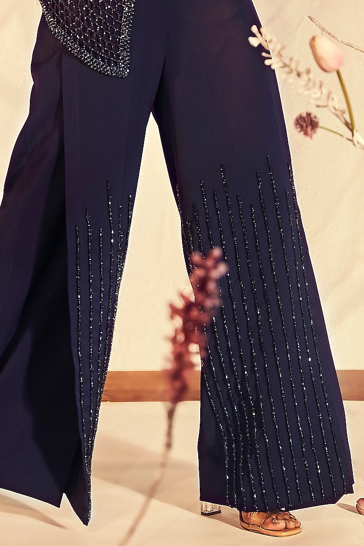 Aubergine Embroidered Jumpsuit by Babita Malkani at Pernia's Pop Up Shop