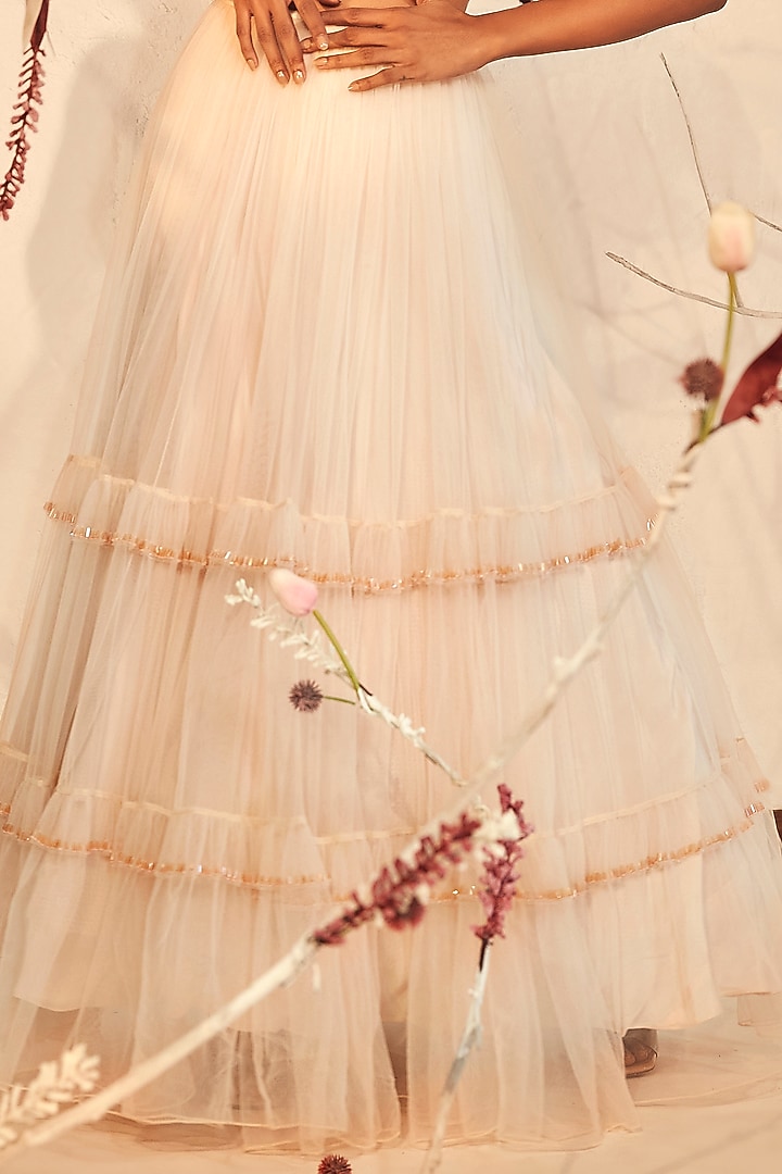 Rose Ivory Embroidered Wedding Lehenga Set by Babita Malkani at Pernia's Pop Up Shop