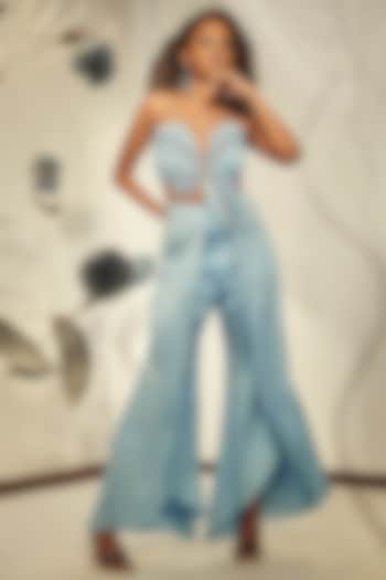 Powder Blue Silk Co-Ord Set by Babita Malkani at Pernia's Pop Up Shop