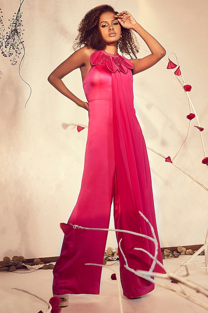 Pink Embroidered Jumpsuit by Babita Malkani