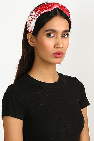 Red Ombre Sequins Headband by Diya Aswani x Babita Malkani