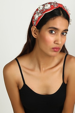 Red 3D Metallic Headband by Diya Aswani x Babita Malkani