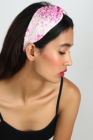 White Sequins Ombre Headband by Diya Aswani x Babita Malkani