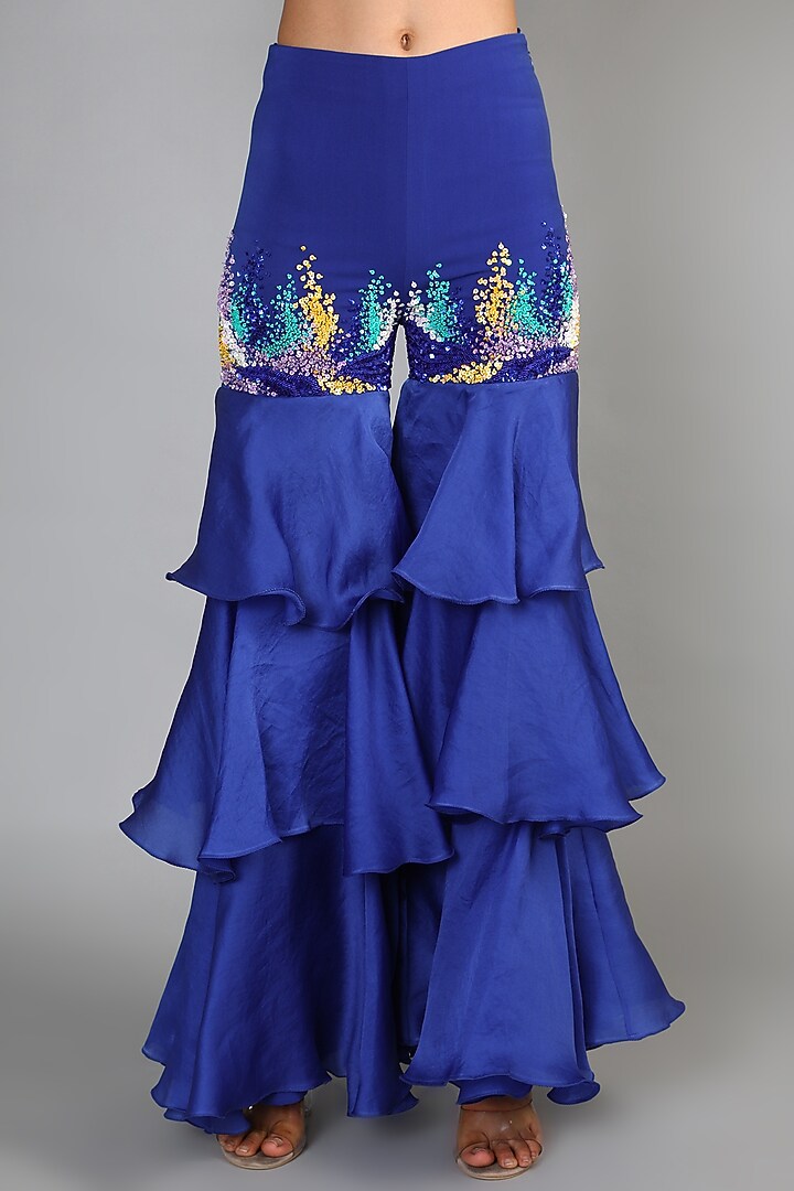 Sky Blue Embroidered Pant Set by Babita Malkani at Pernia's Pop Up Shop
