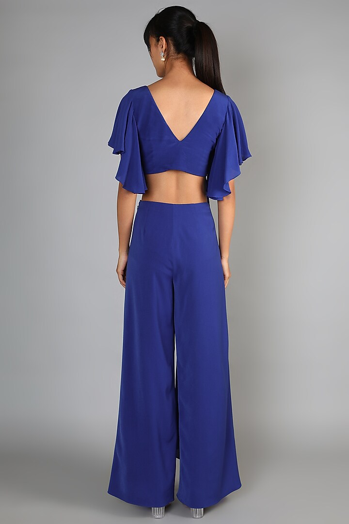 Blue Embroidered Pant Set by Babita Malkani at Pernia's Pop Up Shop
