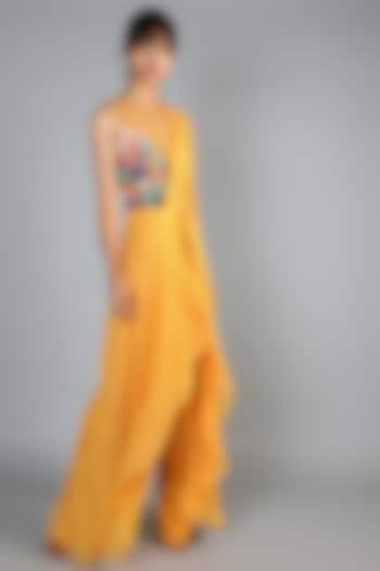 Yellow Draped Jumpsuit by Babita Malkani at Pernia's Pop Up Shop