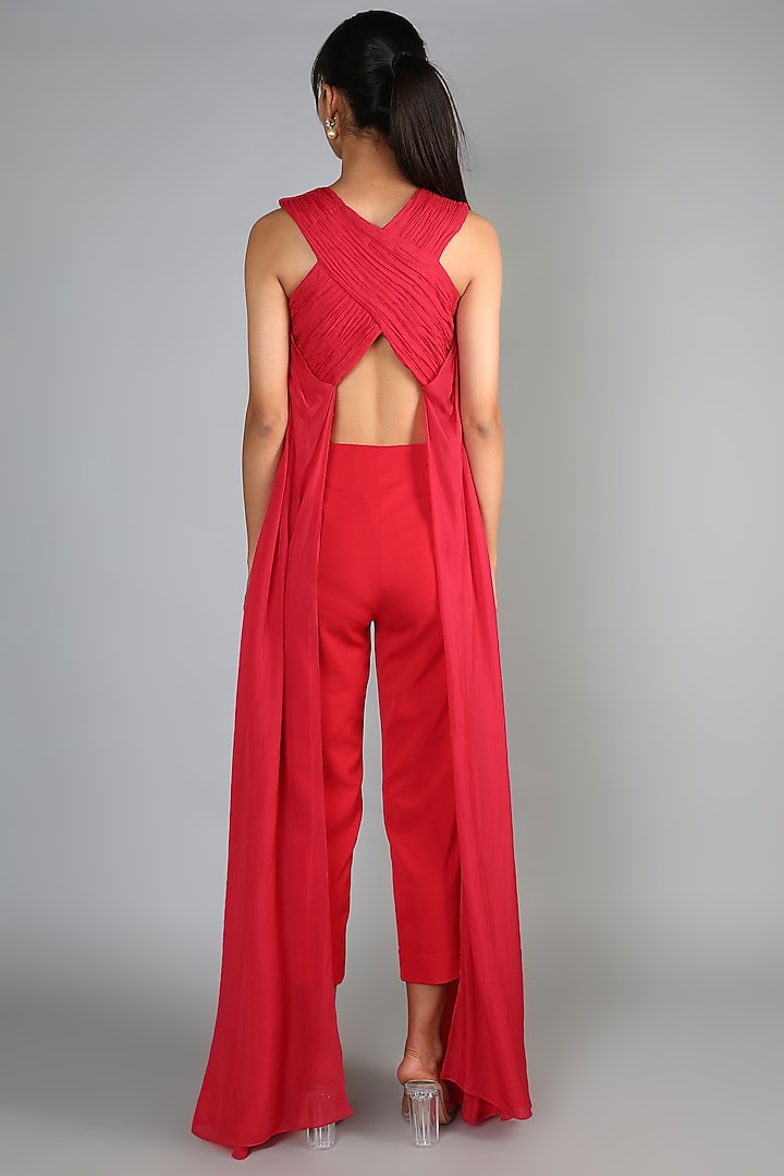 Red Slit Pant Set by Babita Malkani at Pernia's Pop Up Shop