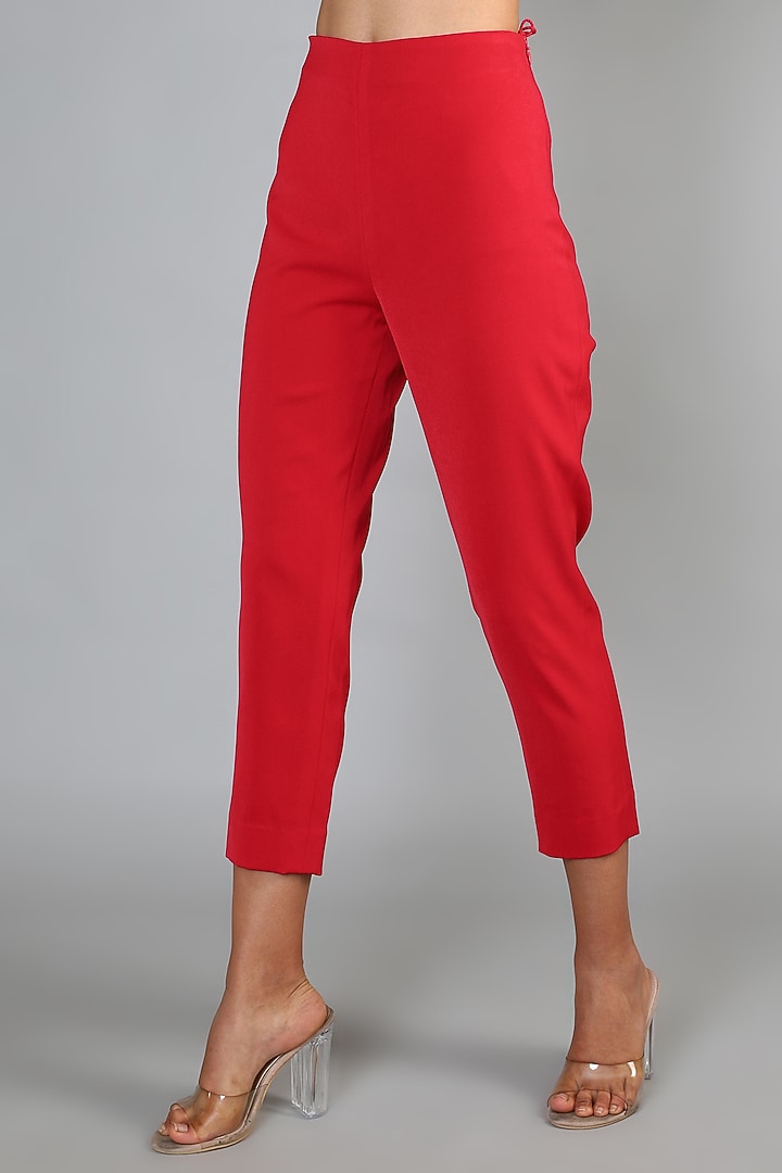 Red Slit Pant Set by Babita Malkani at Pernia's Pop Up Shop