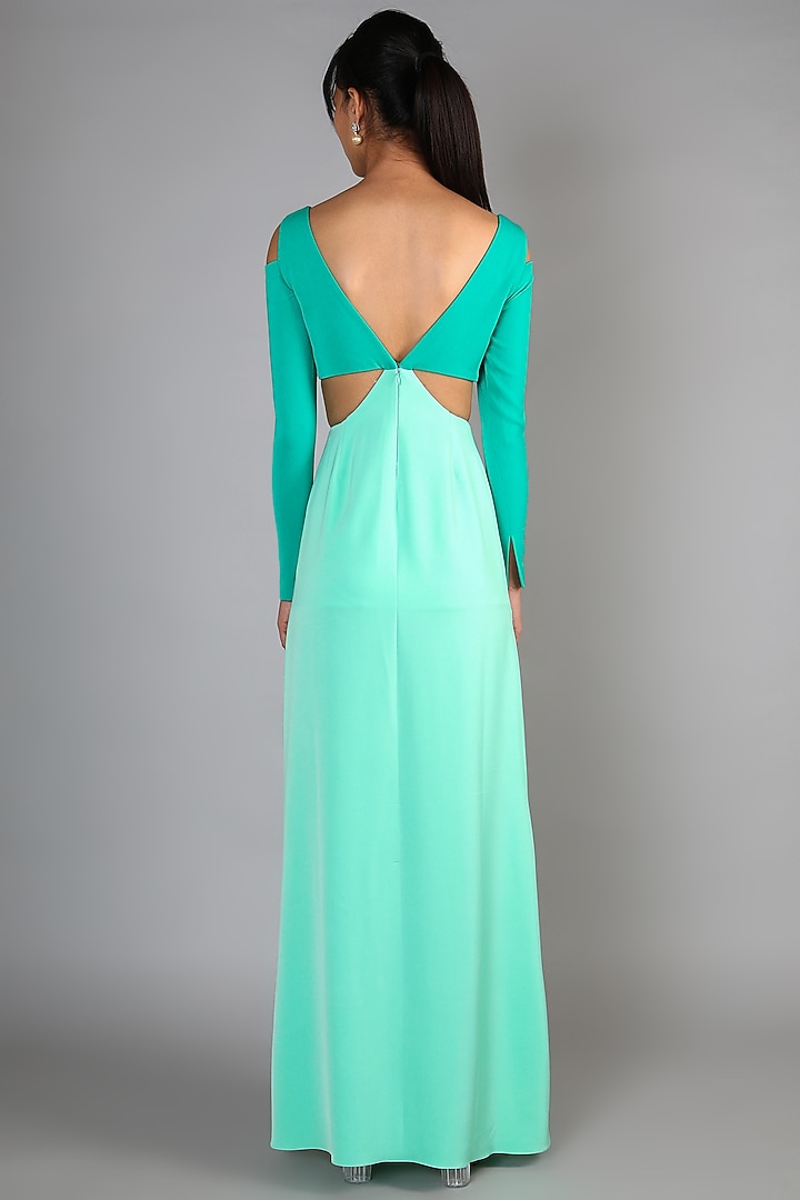 Mint Green Slit Gown Dress by Babita Malkani at Pernia's Pop Up Shop
