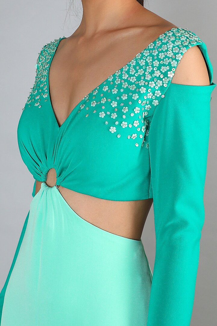 Mint Green Slit Gown Dress by Babita Malkani at Pernia's Pop Up Shop