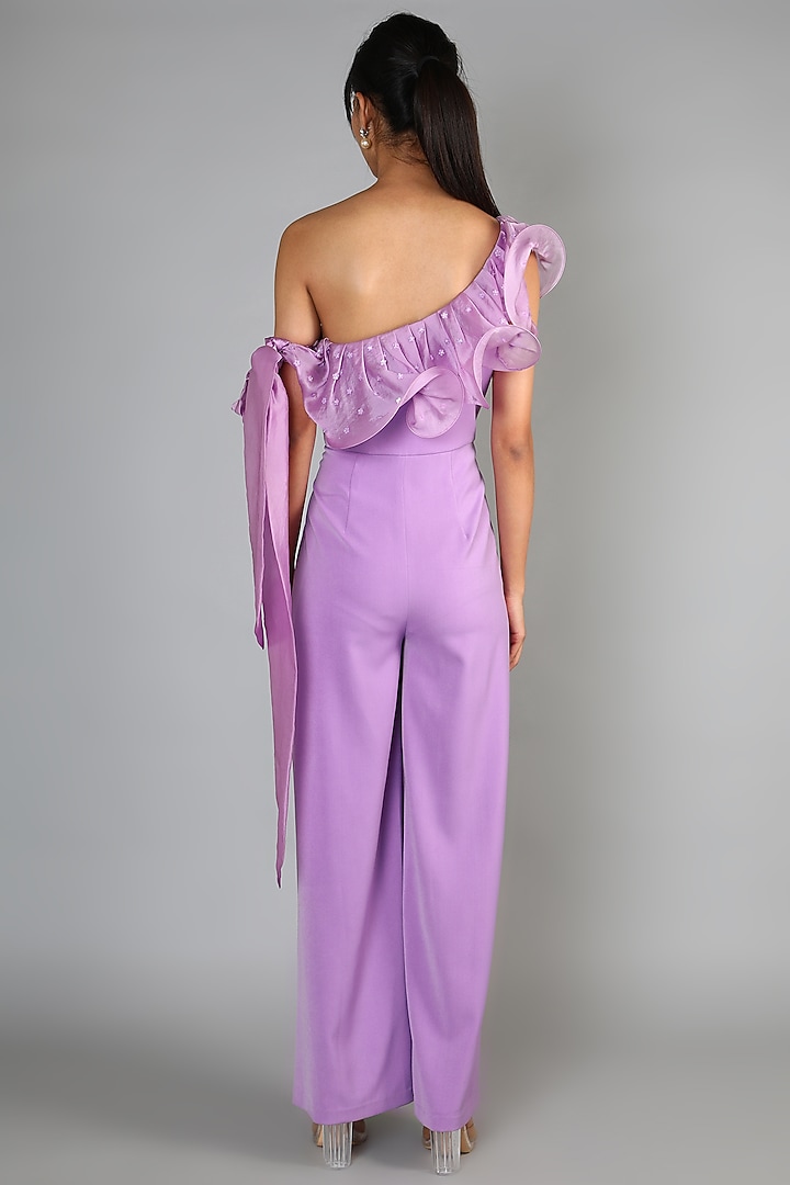 Mauve One Shoulder Jumpsuit by Babita Malkani at Pernia's Pop Up Shop