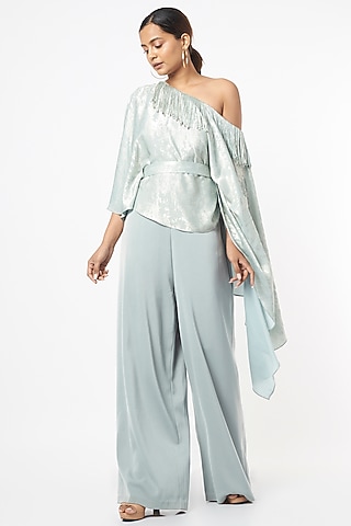 Mint Green Cotton Jumpsuit by Babita Malkani
