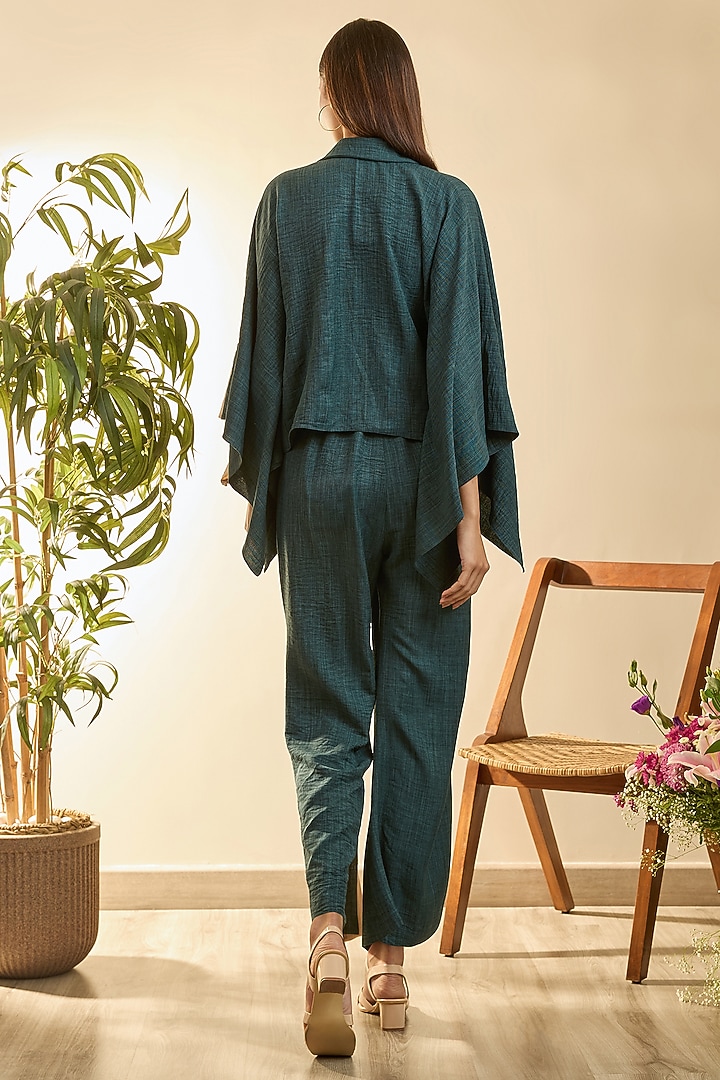 Dark Moss & Desert Sand Turkish Linen Floral Embroidered Co-Ord Set by Babita Malkani at Pernia's Pop Up Shop