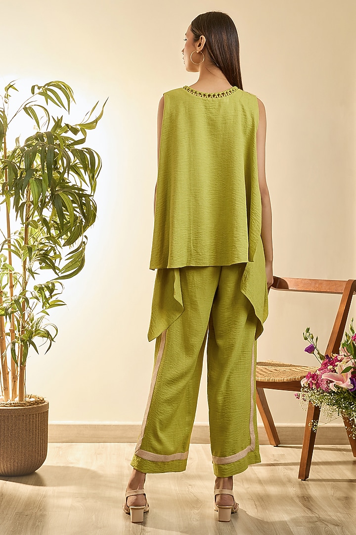 Limerick Yellow Turkish Linen Floral Embroidered Co-Ord Set by Babita Malkani at Pernia's Pop Up Shop