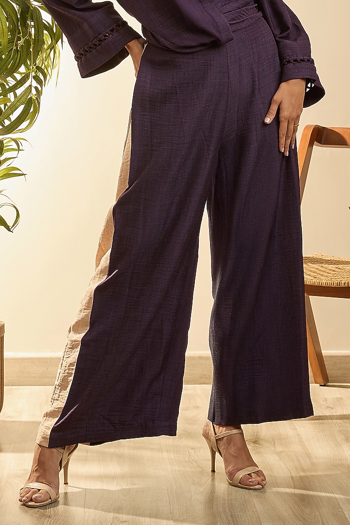 Purple Turkish Linen Floral Embroidered Co-Ord Set by Babita Malkani at Pernia's Pop Up Shop