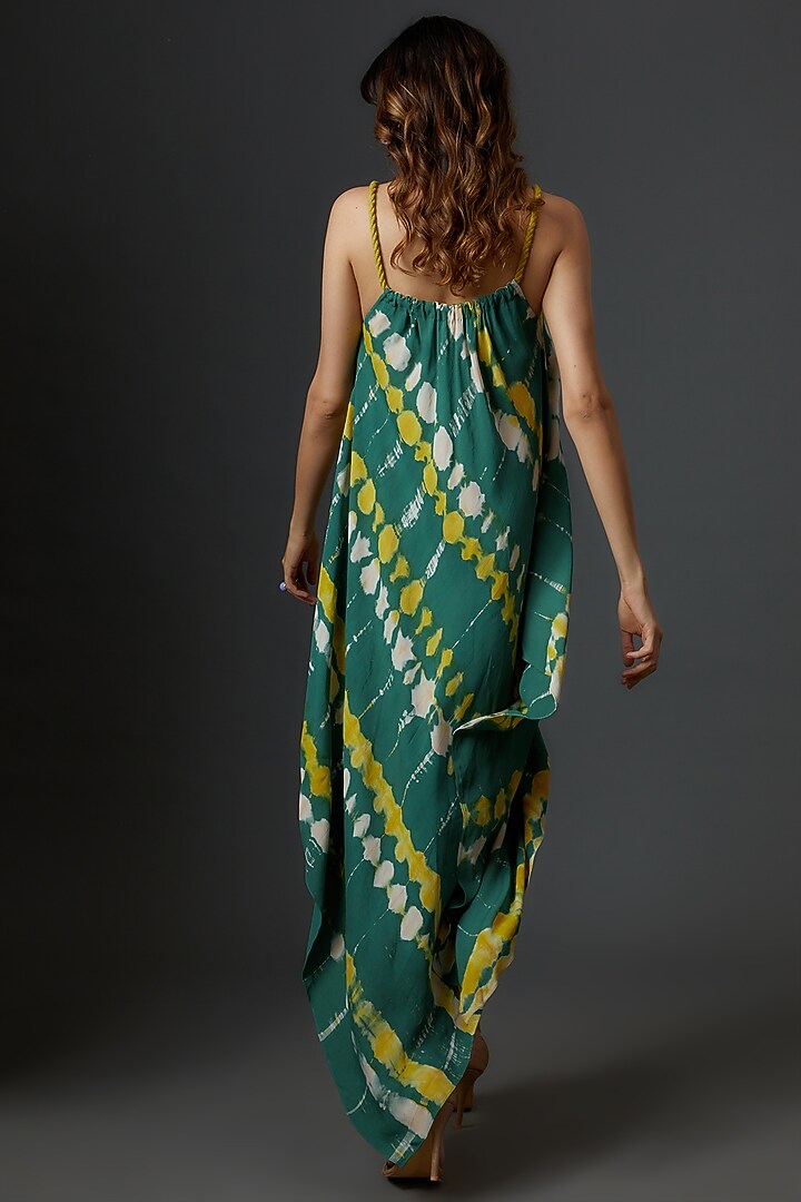 Green Georgette Embellished Asymmetric Vacation Dress by Babita Malkani at Pernia's Pop Up Shop