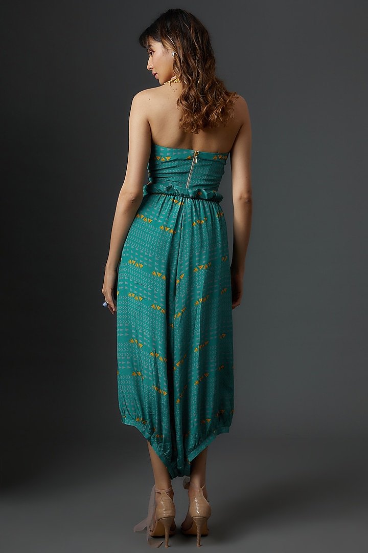 Teal Blue Crepe Printed Co-Ord Set by Babita Malkani at Pernia's Pop Up Shop