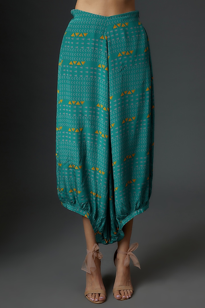 Teal Blue Crepe Printed Co-Ord Set by Babita Malkani at Pernia's Pop Up Shop