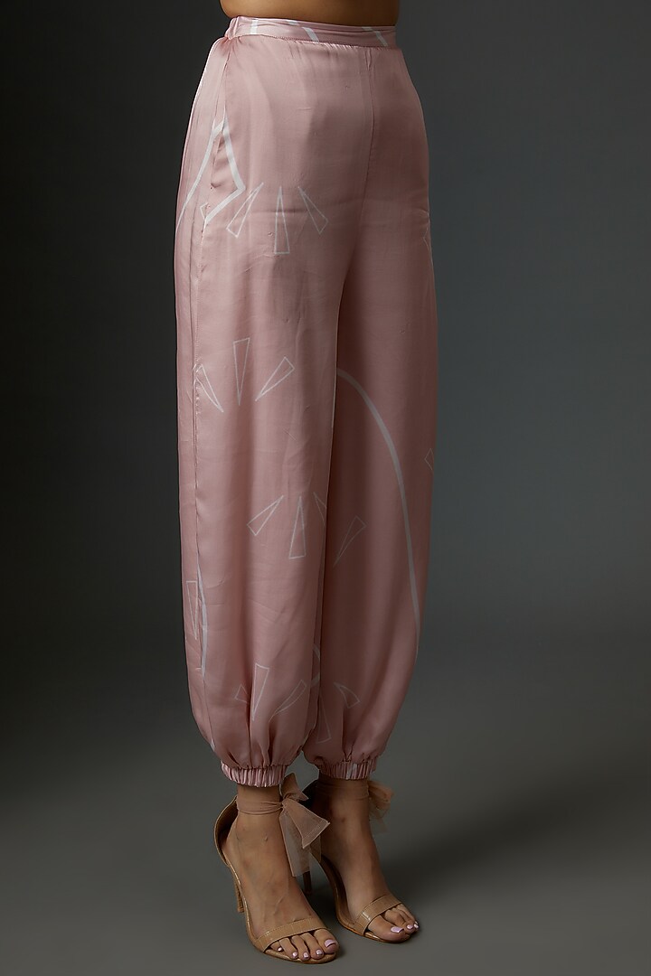 Pink Georgette & Satin Embroidered Pant Set by Babita Malkani at Pernia's Pop Up Shop