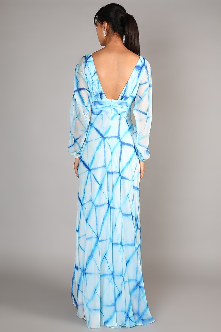 Sky Blue Embroidered Maxi Dress For Girls by Babita Malkani - Kids at Pernia's Pop Up Shop